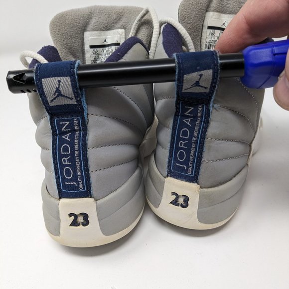 Nike Air Jordan 12 Retro Sneaker Youth 12C Gray Univ Blue Mid Top 151186 007 - Picture 7 of 11